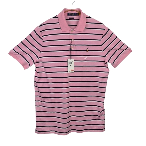 NWT Polo Ralph Lauren Men's M Classic Fit Soft Touch Striped Rose Polo - Picture 3 of 14